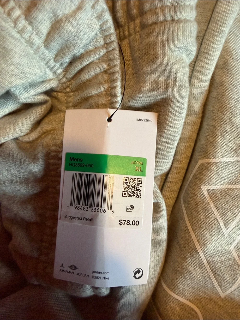 Jordan Light Gray Logo Joggers with Black Jumpman